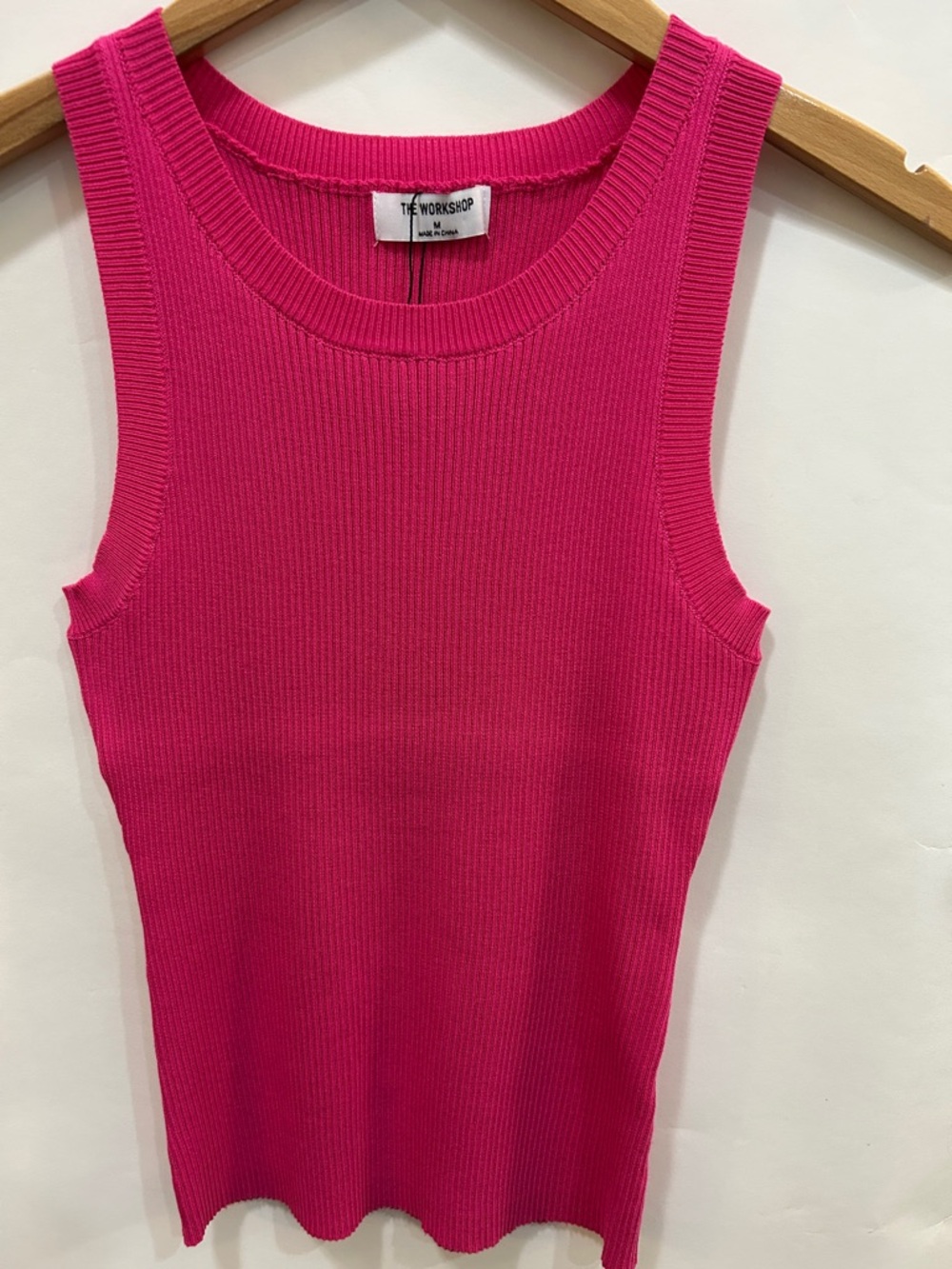 Workshop Republic Clothing Bright Pink Ribbed Tank